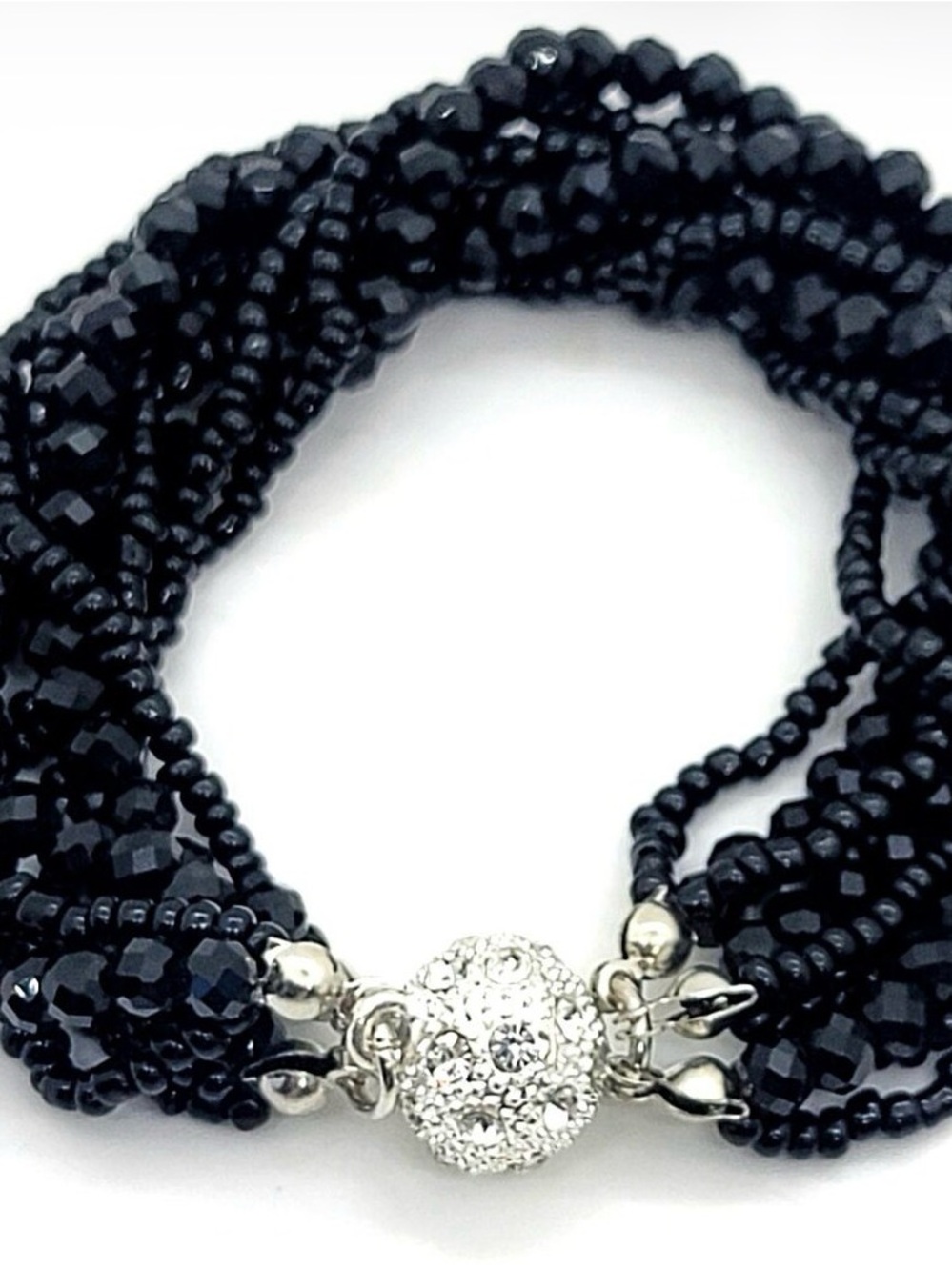 NWT-Crystal bead bracelet with pave magnetic clasp